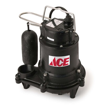 Ace 1/2 HP 4900 gph Cast Iron Vertical Float Switch AC Submersible Sump Pump
