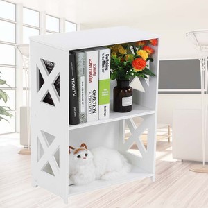 White Storage Shelves Cabinet Display Stand Book Shelf Corner Rack
