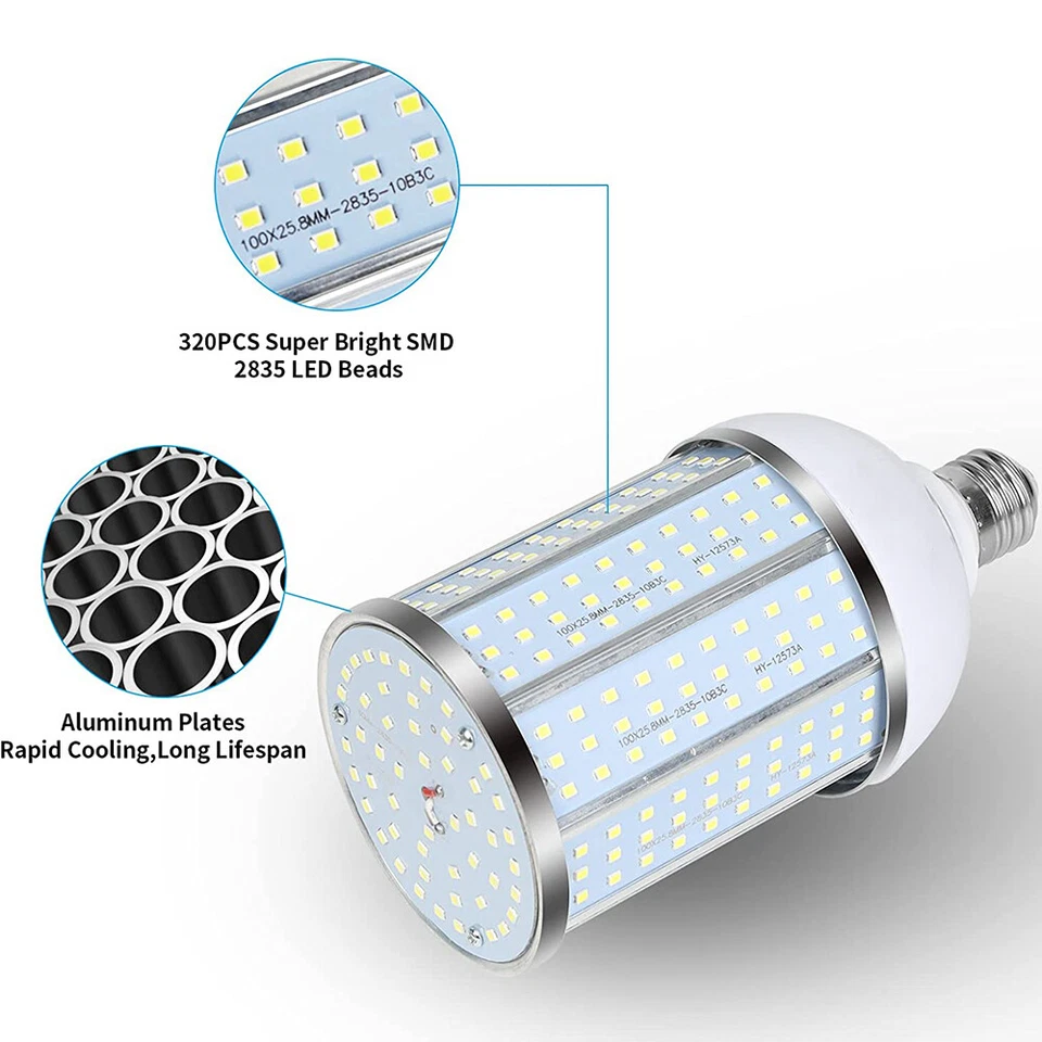 400W Equivalent LED Corn Light Bulb 40W 5000 Lumen 5000K Daylight White E26/E27 - Image 2 of 4