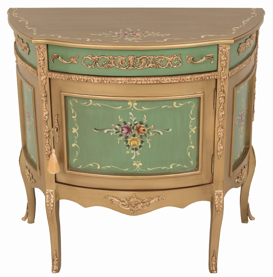 Cómoda rosa antigua dorada verde Buffet curvado B038/38 3/16x18 1/2x35 3/8 pulgadas Foto 2 de 4