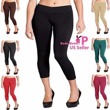 Women Seamless Basic Stretch Capri Sports Yoga Leggings Plus Size L XL 2XL