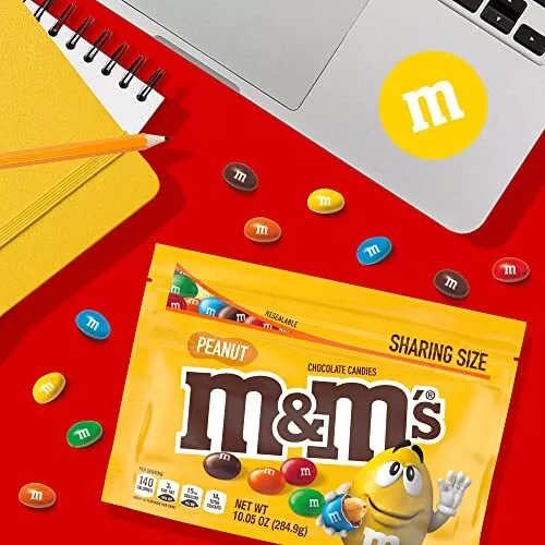 M&M'S Peanut Milk Chocolate, Sharing Size, 10.05 oz Resealable Bag - Picture 4 of 8
