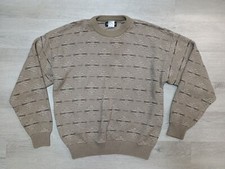 Vintage 90's Expressions Mens Sweater Tan Grandpa Dad Geometric Size Large