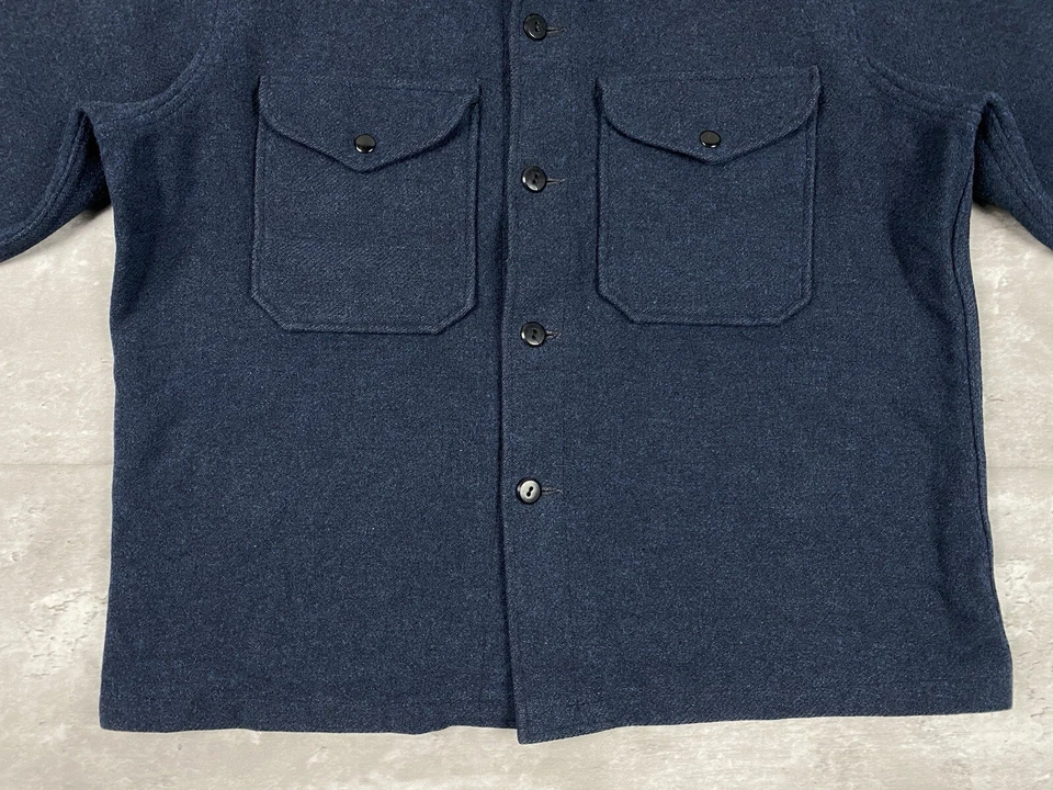 CHAQUETA CAMISA VINTAGE PENDLETON LANA VIRGEN AZUL DOBLE BOLSILLO FRONTAL PARA REPARACIÓN Foto 3 de 4