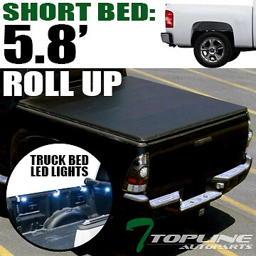 Topline For 2007-2014 Silverado/Sierra 5.8 Ft Bed Lock & Roll Tonneau Cover+LED Foto 3 de 4
