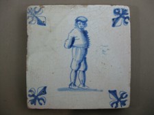 antike Fliese Menstegel Mensch blau Kachel Tegel Dutch Tiles-17 Jahrhundert Nr.1