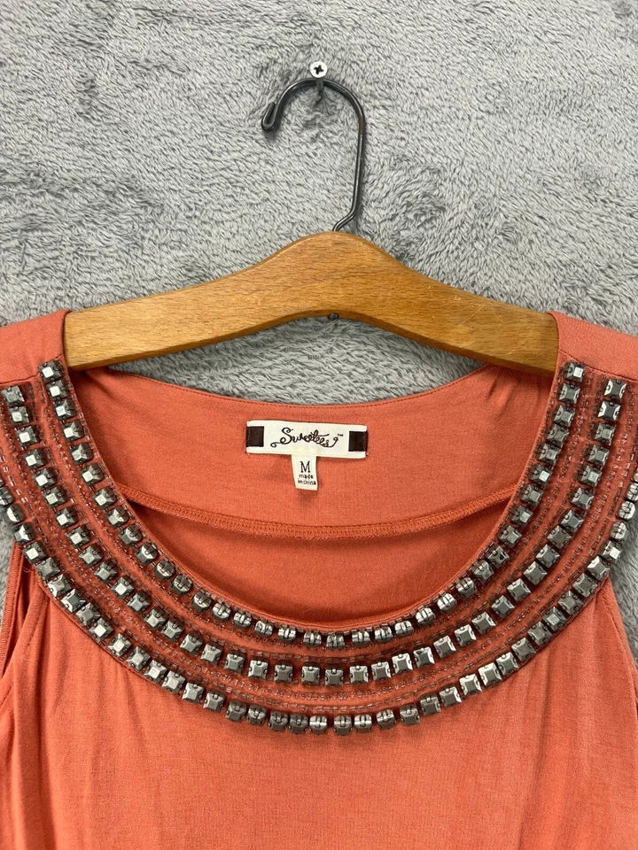 Vestido Sweetees Mujer Mini Vestido Talla Mediana Rosa Cuello Tachonado Sin Mangas Foto 4 de 4