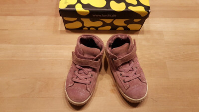 Lurch Sneakers high Lurchi Größe 26 altrosa mit Vögeln gemustert, glitzernd Tex