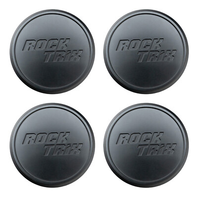 Four (4) RockTrix Flat Center Caps for Offroad Street ATV UTV Wheels - Black