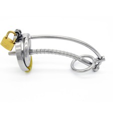 Stainless Steel Male Chastity Device Long Cage Men's Locking Belt Restraint CC10