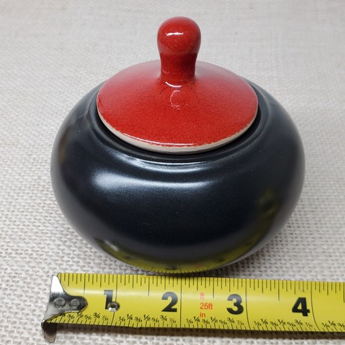 Retro Mod Home Lidded Sugar Bowl Black Red - Picture 10 of 11