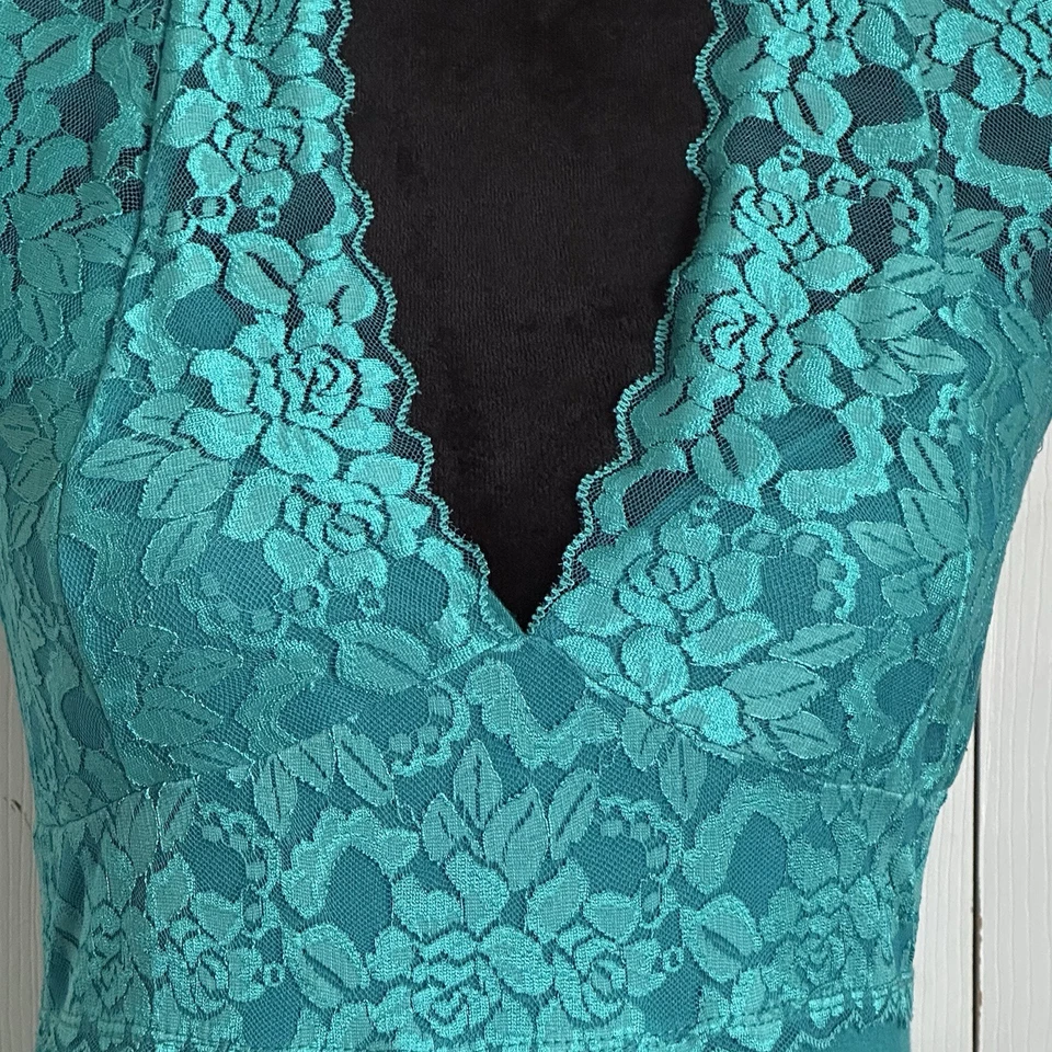 De Colección Sello Húmedo Y2K Babydoll Encaje Corpiño Verde Halter Vestido Talla Jr L Sexy Fecha Noche Foto 2 de 4