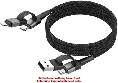 ANSMANN Magnetisches 4in1 Daten- & Ladekabel, 1,2 m, schwarz