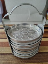 Set of (8) Vintage 1950's Aluminum Daisy Coasters 1950s Retro Mid-Century MCM