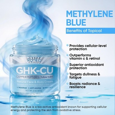 GHK-Cu Peptide Cream for Face: Blue Beef Tallow Moisturizer with Copper  Pepti