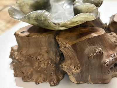 #ad #ad Chinese Soapstone Brush Washer With Natural Wood Stand $40.00