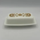 Vintage Pyrex Butter Dish “Butterfly Gold” Pattern 72-B Lid Milk Glass
