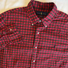 Ralph Lauren Men's Large Plaid Button Down Shirt Classic Fit Long Sleeve Red