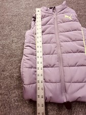 PUMA Girls Purple Puffer Vest Full Zip Sleeveless Casual Walking Size 6