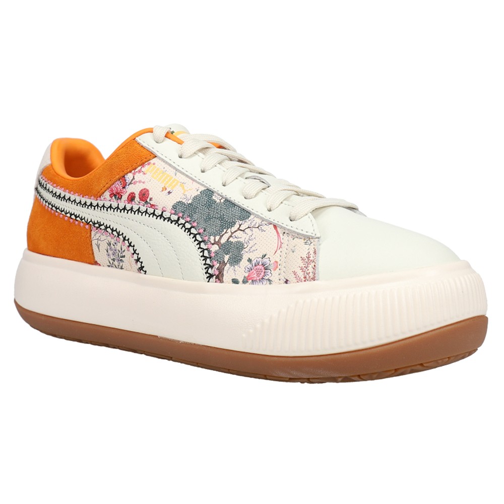 PUMA Suede Mayu Floral Liberty Lace Up  Womens Off White, Orange Sneakers Casual thumbnail 2