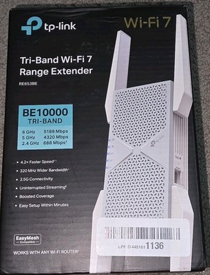 TP-Link RE653BE Wi-Fi 7 Range Extender BE10000