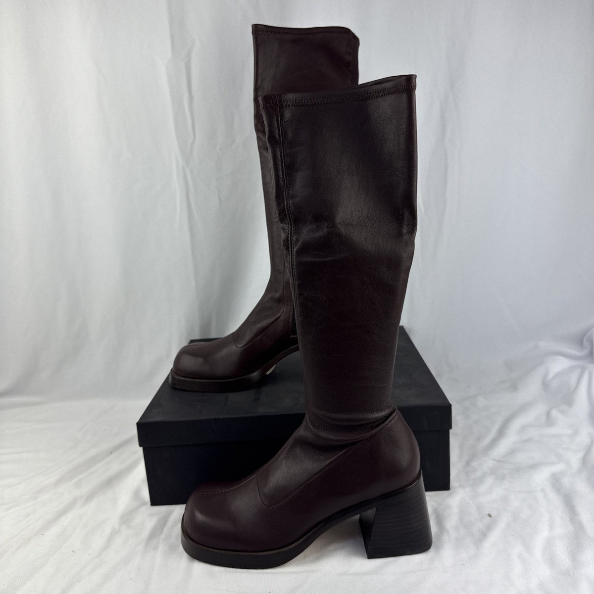 MIISTA ヘディ トールブーツ ブラックストレッチ MIISTA Hedy Brown Stretch Tall Boots Size 39 EU 8.5 US | eBay