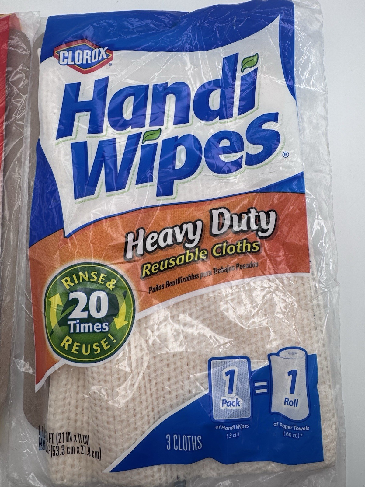 Clorox Handi Heavy Wipes Heavy Duty Reusable Cloths x2 Pks 3 Cloths Each Pack