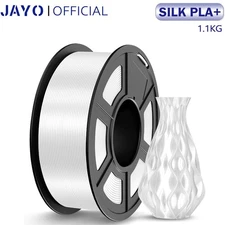 JAYO Silk PLA+ White 1.75mm 1.1KG/Roll 3D Printer Filament Shiny Metallic Neatly