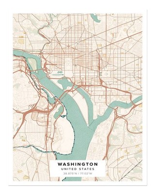 Washington DC Karte Wandkunst Minimalistische Stadtkarte Wandkunst