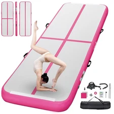 FBSPORT 10ft Inflatable Air Gymnastics Mat Training Mat 4/8in Thick w/Pump