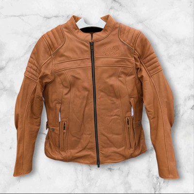 Harley Davidson Womens Pursuit Triple Vent System Leather Jacket Brown Size XL