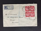 GB 1952 2½d BLOCK x 4 FIRST DAY BOLTON REGISTERED COVER TO TONGE