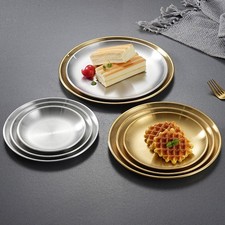304 Stainless Steel Round Dinner Plates for Camping For Picnic RV Trips