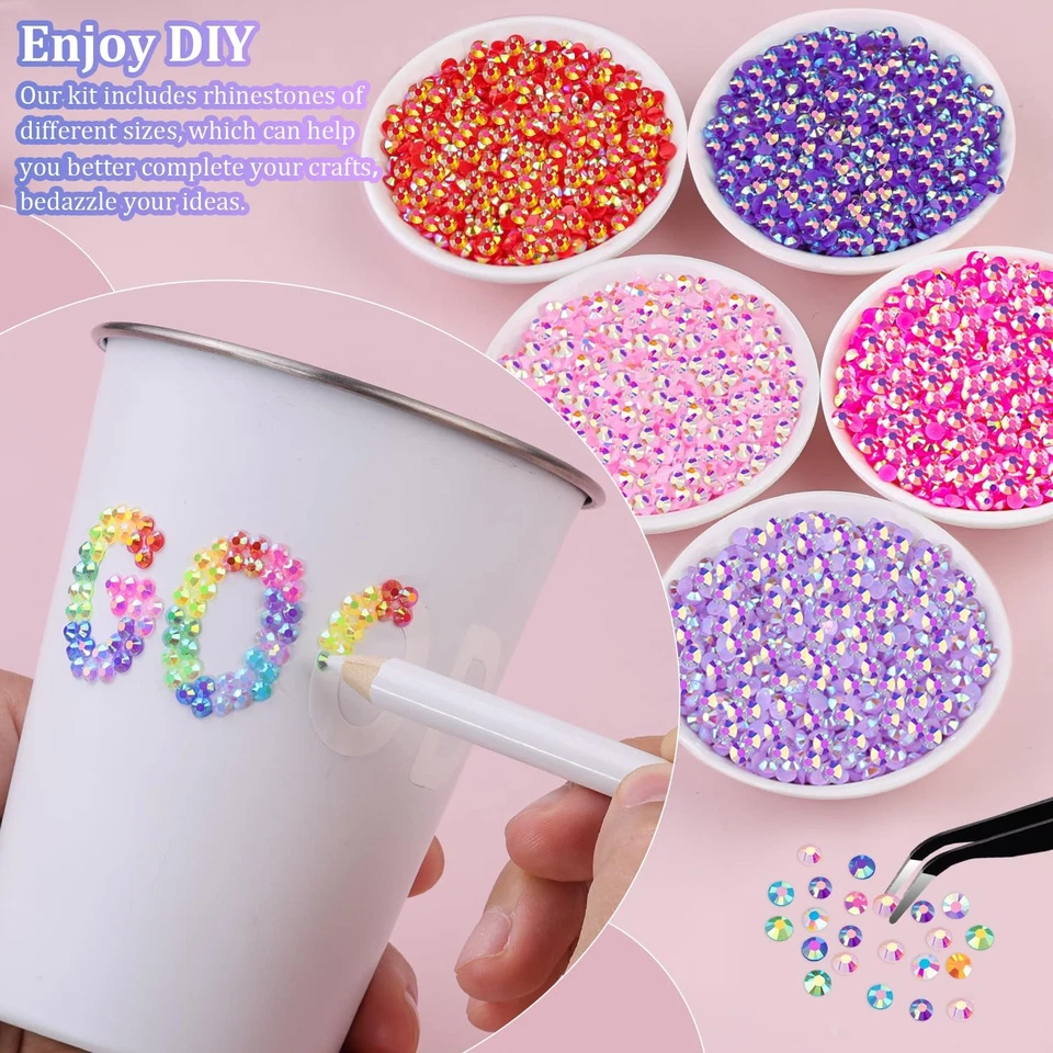 30000 piezas de diamantes de imitación de gelatina de resina para deslumbrantes gemas planas de 3 mm de colores mezclados para Foto 3 de 4