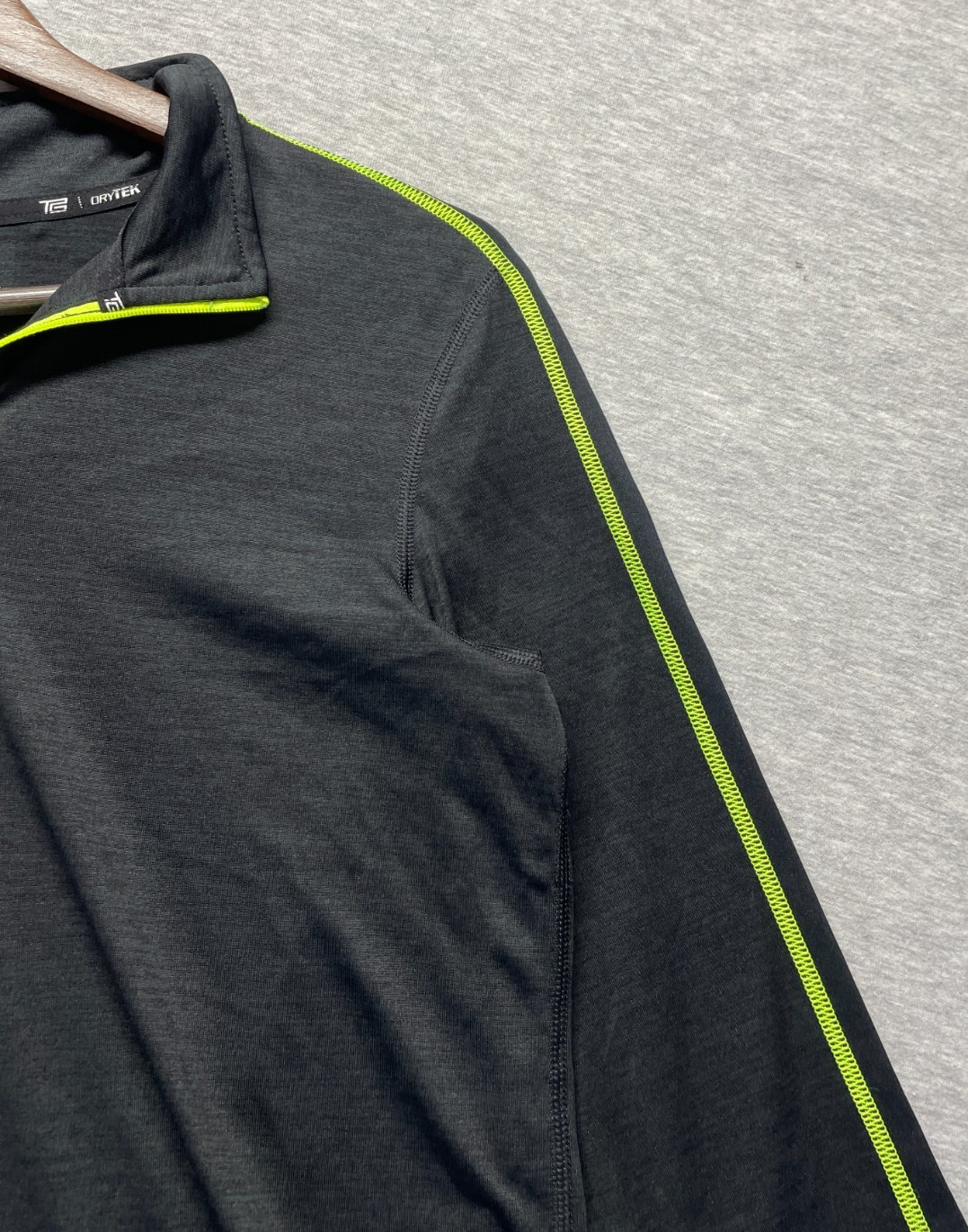 Tek Gear DryTek Top Boys XL (18/20) Black Green Mock Neck Quarter Zip Athleisure image 3