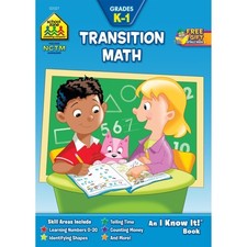 School Zone - Transition Math Workbook - 32 Pages, Ages 5 to 7, Kindergarten, 1s