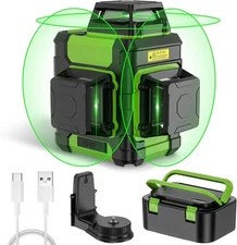 Laser Level 360 Self Leveling, Rechargeable Green Laser 3x360° Cross Line Lazer