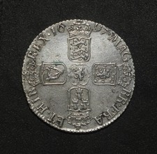 WILLIAM III. 1697 SHILLING. CHESTER. THIRD BUST. EXTREMELY RARE