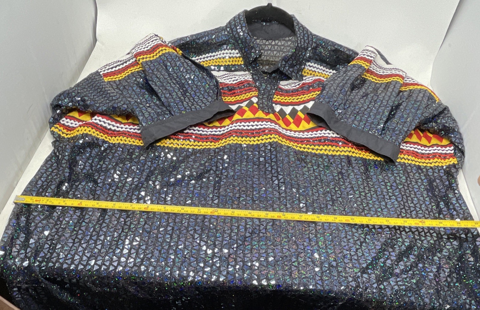 Handmade Iridescent Sequined Patchwork Pullover T… - image 19