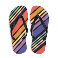 Striped Colorful Summer Flip-Flops Women's Slip-On Rubber Sole Soft Lining