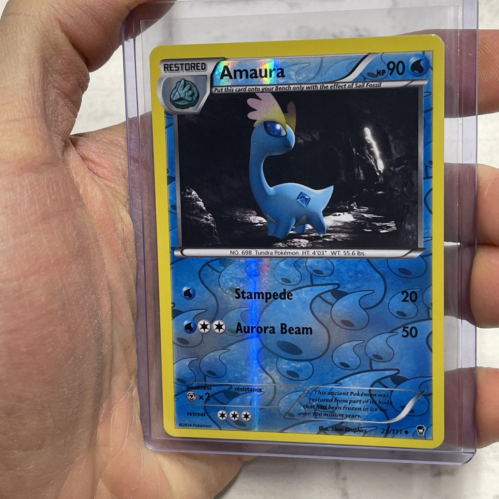 Amaura 25/111 Pokemon Card Rare Reverse Holo XY Furious Fists 2014 NM Near Mint