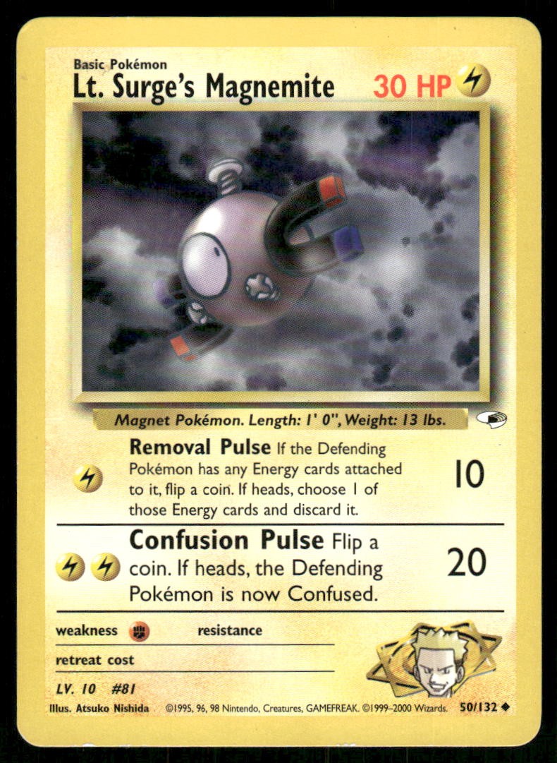 Lt. Surge's Magnemite 50/132 Uncommon Gym Heroes Pokemon Unlimited HP