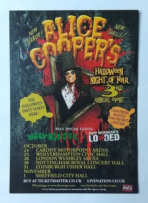 ALICE COOPER TOUR CONCERT FLYER 2012 UK Halloween Night of Fear Heavy Rock Metal