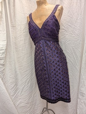 purple beaded cocktail dress ASHLEYlauren 4804