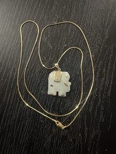 14k Jade Elephant Pendant with 24  14k Snake ...