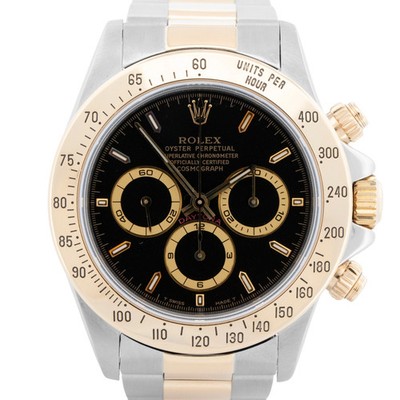 1995 PAPERS Rolex Daytona Cosmograph BLACK Two-Tone Gold 40mm 16523 Watch BOX