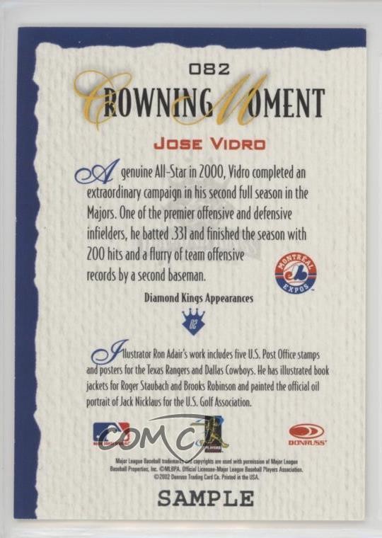 2002 Donruss Diamond Kings Sample Gold Jose Vidro #082 0t2 | eBay