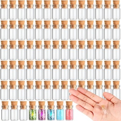 300 Pieces 1ml Tiny Mini Glass Jars Bottles with Cork Stoppers Tiny Vials for...