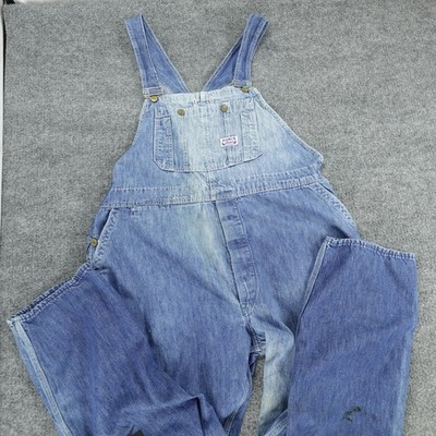 VINTAGE Big Smith Overalls Mens Large Denim Bib Workwear Union Made Carpenter