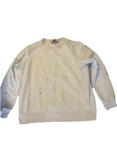 Gloria Vanderbilt embroidered Grey Womens Floral Sweatshirt NEW LARGE L